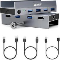 BENFEI HDMI 2.1 KVM jungiklis 8K@60Hz 4K@240Hz/165Hz/144Hz/120Hz, USB 3.0 jungiklis 4 USB prievadai, dalijantis 1 monitorių ir klaviatūrą, pelę, spausdintuvą, U diską 2 kompiuteriams su 2 USB kabeliais ir valdikliu