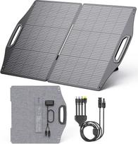 BigBlue 100W sulankstoma saulės baterija su USB-C (PD45W) + USB-A (QC 3.0, 18W) + MC-4 jungtis (XT60/DC5521/7909/8020), skirta mobiliesiems telefonams, planšetiniams kompiuteriams, IP68 vandeniui atsparus ETFE saulės modulis su stovu stovyklavimui