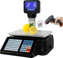 Elektroninės komercinės svarstyklės su etikečių spausdinimo funkcija, apima juostą, apkrovos talpa 30 kg/60 svarų, brūkšninio kodo svarstyklės, POS sistema