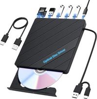 ELUTENG išorinis DVD CD įrenginys USB 3.0 ir C tipo išorinis CD/DVD įrašymo įrenginys ir grotuvas su 0,6 m ilgio USB-C kabeliu, nešiojamasis CD/DVD +/-RW įrenginys, skirtas nešiojamajam kompiuteriui "MacBook" su "Windows 11/10/8/7 Mac OS