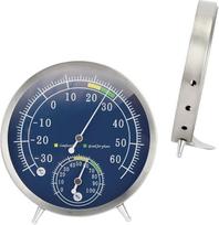 für Edelstahl Hygrometer Thermometer mit genauer Temperatur und Luftfeuchtigkeitsmessung Innen und Außen Verwendung in Sauna, Haus, Büro, Wand oder Tischmontage
