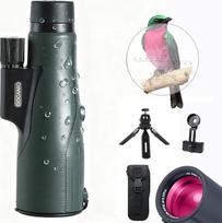 Monokuliaras 12 x 56ED su tolimatražiu IPX7 azotu užpildytas vandeniui atsparus teleskopas, 21 mm okuliaras, BAK4 prizmė ir FMC objektyvas, naktinis matymas tyrinėjimui, paukščių stebėjimui, medžioklei, žygiams, koncertams