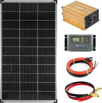 solartronics Pilnas rinkinys 1 x 140 vatų saulės modulis 600 vatų NP600 gryno sinusoidinio aukso įtampos keitiklis Įkrovimo valdiklis Geltonas kabelis Fotovoltinė salos sistema