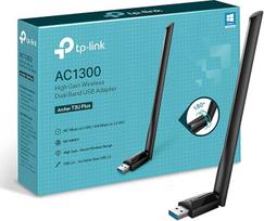 TP-Link Archer T3U Plus AC1300 High Gain Dualband USB WLAN adapteris su didelio stiprinimo antenomis (iki 867Mbps 5 GHz dažniu ir 400Mbps 2,4 GHz dažniu, suderinamas su Windows 10 / 8.1 / 8/7 ir