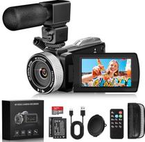 Vaizdo kamera 4K 48MP vaizdo kamera su IR naktinio matymo funkcija, 18x skaitmeninis priartinimas 3,0 colių 270° kampu pasukamas jutiklinis ekranas Vlogging kamera "YouTube Tiktok" su nuotolinio valdymo pultu, mikrofonu, 32GB TF kortele, 2