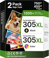 WISETA 305 XL kasetės HP 305 spausdintuvo kasetėms Kombinuota HP 305 rašalo kasečių pakuotė DeskJet 2710 2720 DeskJet 4100 4130 Envy 6010 6030 Envy Pro 6420 6430 kasetėms (juoda ir spalvota)