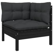 Kampinė sodo sofa su pagalvėlėmis, juoda