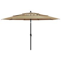 vidaXL Sodo skėtis su aliuminio stulpu, taupe spalvos, 3,5m, 3 aukščių
