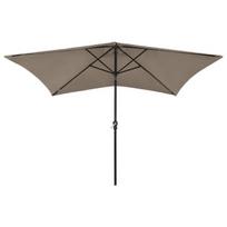 vidaXL Sodo skėtis nuo saulės su LED ir plieniniu stulpu, taupe, 2x3m