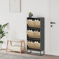 Spintelė batams juodos spalvos 52x25x120cm apdirbta mediena