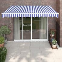 Automatinė ištraukiama markizė mėlyna ir balta 3x25m