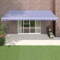 Automatinė ištraukiama markizė mėlyna ir balta 5x3m