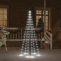 Kalėdų eglutė ant vėliavos stiebo 180cm 108 šaltos baltos LED