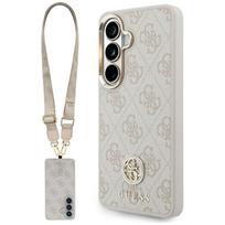 GUESS Case Set + Leash 4G Big Rhinestone Triangle Strap MagSafe for Samsung Galaxy S26 pink