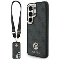 GUESS Case Set + Leash 4G Big Rhinestone Triangle Strap MagSafe for Samsung Galaxy S26 Ultra black