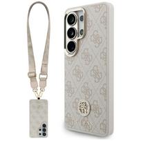 GUESS Case Set + Leash 4G Big Rhinestone Triangle Strap MagSafe for Samsung Galaxy S26 Ultra pink