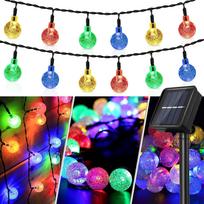 6M saulės lempos krištolinis rutulinis LED styginių lempučių blyksnis, atsparus vandeniui pasakų šviesa lauko sodo Kalėdų vestuvių dekoravimas 6M 30LEDs įvairiaspalvis