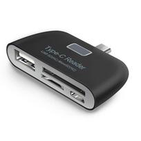 Daugiafunkcis pažangus 4-in-1 tipo c3.1 šakotuvas, įkrovimo prievadas USB 2.0 universalus C adapteris OTG kortelių skaitytuvas YSL juoda