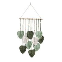 Sienų dekoras Didelis Boho Macrame rankų darbo verpalai, austi sieniniai meno lapai, gobelenas, pakabinamas ant sienos žalia