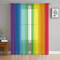 Vaivorykštės dryžiai permatomos užuolaidos svetainei, miegamajam, namų dekorui, virtuvės tiulis langams, voilo užuolaidos 135W x 114H(cm) multi