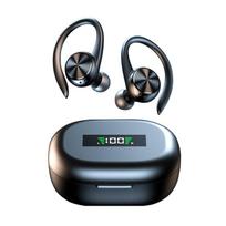 Sportinės Bluetooth belaidės ausinės su mikrofonu IPX5 vandeniui atsparūs ausų kabliukai Bluetooth ausinės HiFi stereofoninės muzikos ausinės telefonui juoda