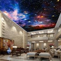 Lubų tapetai Šiuolaikiniai 3D tapetai Kosminis žvaigždėtas dangus erdvės tapetai Svetainės tema Hotel Sienų tapetai 200 cm(W) x 140 cm(H)