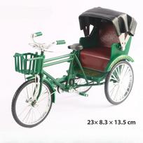 1/10 mastelio lydinio klasikinis retro rikšos automobilio modelis lietas metalinis triratis rankinis vežimėlis transporto priemonės modelio simuliacija vaikiški žaislai dovanos žalia