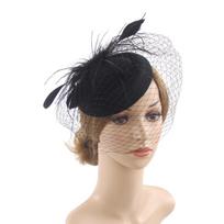 Moteriškos retro stiliaus galvos juostos segtukai Beretės Sinamay galvos juosta Fascinator Vestuvinė Ascot kepurė juoda