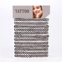 Choker Tattoo karoliai mergaitėms Gothic Chokers karoliai moterims elastingi tuščiaviduriai punk papuošalai 12 vnt / rinkinys