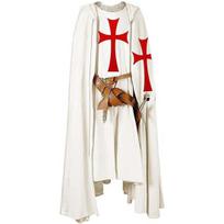 Vyriškas viduramžių riterio kryžiuočio tamplieriaus tabardo Helovino kostiumas su gobtuvu, apsiaustas chalatas, Cosplay renesanso kostiumo suknelė S balta