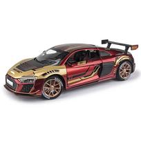 1/24 mastelio R8 lydinio automobilio modelis, didelio tikslumo lietas žaislas su garsu ir šviesa, atitraukiamas transporto priemonės dekoravimo žaislas vaikams, dovana raudona