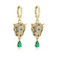 Rhinestone Animal Leopard Hoop Earrings Women Hip Hop Jewelry Accessories