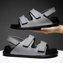 Vyriški Velcro Sandalai Įsispiriami Vyriški Vasariniai Platforminiai Pleišto Šlepetės Kvėpuojantys Šlepetės Patogūs PVC Batai Kvėpuojantys Paplūdimio Batai 39 pilka spalva