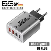 65W USB įkroviklis Type C greitasis įkrovimas mobiliojo telefono įkroviklis greitasis įkrovimas kelioninis adapteris skirtas iPhone 15 16 Samsung Xiaomi 15 Huawei EU Plug auksas
