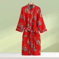 Gėlėtas medvilninės marlės kimono chalatas moterims, laisvas namų chalatas, miego drabužiai, pavasario vasaros naktiniai drabužiai M