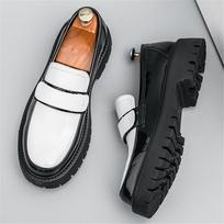 Fashion Designer Fashoin New Men Black White Mixed Casual Leather Shoes Male Height Increasing Loafers Wedding Dress Formal Footwear 38