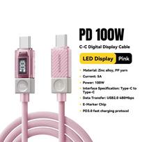 Essager 100W/240W Type C To Type C To USB C Cable 5A PD Fast Charging Wire Cord For Macbook Xiaomi Samsung Digital Display Cable 1m 100W C-C Cable rožinė