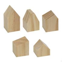 Tuščia Mini Namelio Medinės Amatų Formos Dažymo Kubeliai Neužbaigtas Blokas 5Pcs