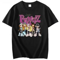 Bratz Y2k T-shirt Moteriškas 2000 m. Animacinis Spausdintas Harajuku Rožinis Viršus 2024 m. Vasaros Mergaičių Mada Trumpomis Rankovėmis Gražus T-shirt 90026 S