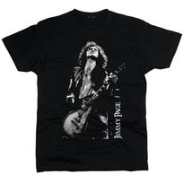 Vintažinis gatvės stiliaus Džimis Peidžas Led Zeppelin Medvilninis Juodas Laisvas ir kvėpuojantis Apvalia apykakle Spausdintas Medvilninis Marškinėliai Unisex 4XL