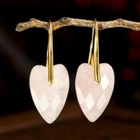 Heart-Shaped Pink Crystal Earrings: Light Luxury European & American Style