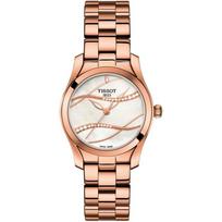Women's T-Wave watch: elegant luxurious rose gold stainless steel timepiece with diamonds, suitable daily wear, business, T112.210.33.111.00 rožinio aukso spalvos