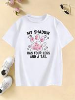 Cute Cat Paw Pattern Children's T-Shirt Summer Short Sleeve Cartoon Clothing for Boys and Girls 100