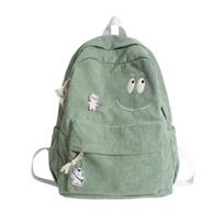Kuprinė velvetinė kuprinė Smiley studentų mokyklinė vienspalvė kasdienė Only Backpack žalia