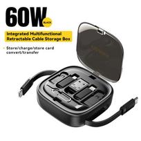 Essager 60W greitas įkroviklis USB C į TypeC Micro Lightning Cable Mini daugiafunkcinė kelioninė laikymo dėžutė su telefono laikiklio kaiščių rinkiniu balta