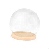 Vitrininis kupolas su pagrindo skaidraus stiklo Cloche dekoratyviniais varpelio stiklainio korpuso stalo centriniais elementais 12cm Wood Base
