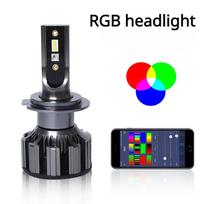 Automobilių LED priekiniai žibintai Devil's Eye APP valdo spalvingus RGB priekinius žibintus LED balsu valdomi priekiniai žibintai H4 H7 H11 H7 1 pair