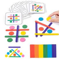 Vaikų medinės geografinės lentos žaislai nagų lentos geometrinių stulpelių rinkinys Konstravimo dėlionė Geometrinė lenta Montessori sensorinis žaislas