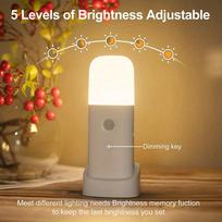 1 LED judesio jutiklio naktinė lemputė, USB įkraunama pritemdoma LED lemputė, įmontuotas 2000 mAh įkraunamas akumuliatorius Warm White balta