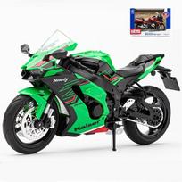 1/12 Kawasaki Ninja ZX-10R Sunkus Lokomotyvo Lydinio Motociklo Modelis Bevežės Lenktyninio Motociklo Modelis Garsas Šviesa Vaikų Žaislas Dovana žalia
